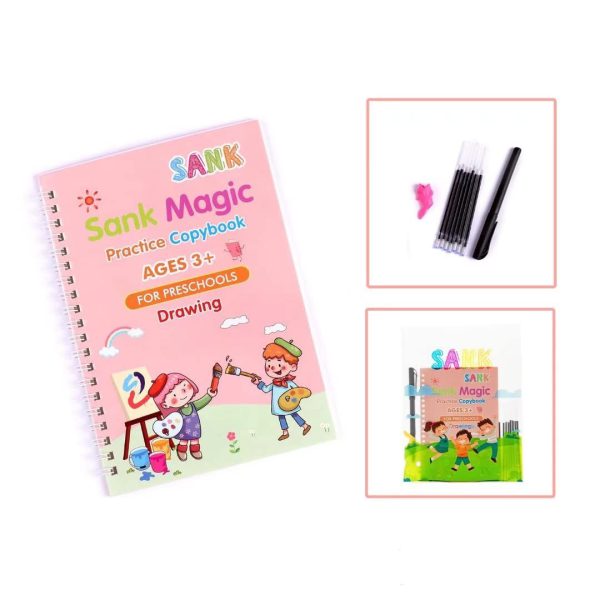 Kids Reusable Handwriting Practice Set  4 Books + Magic Pen & 10 Refills